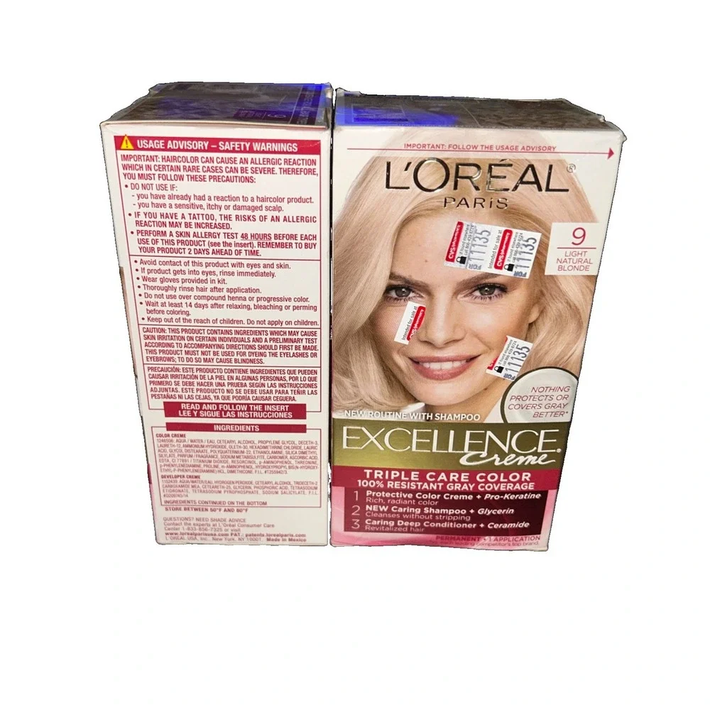 2 L'Oreal Paris Excellence Crème Permanent Hair Dye, Triple Care Hair Color with